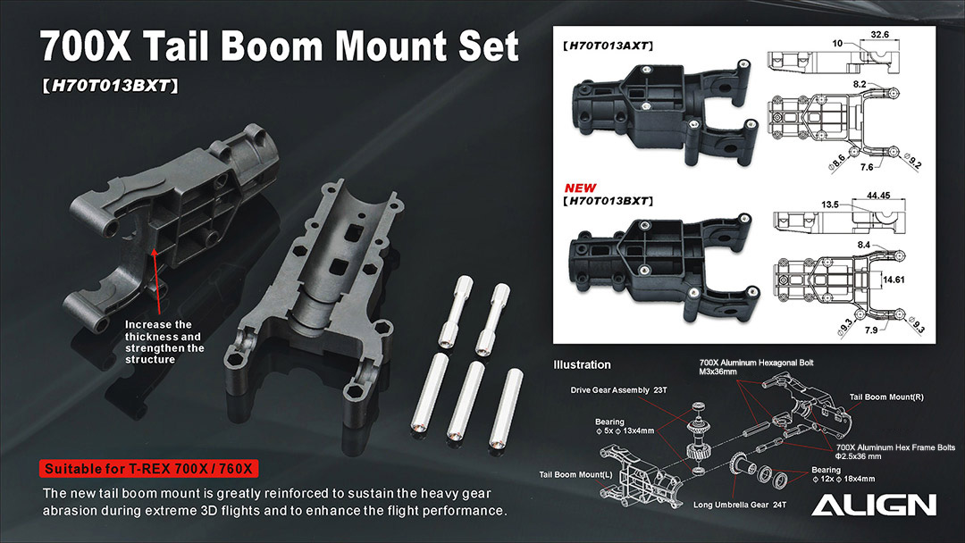 700X Tail Boom Mount Set H70T013BX