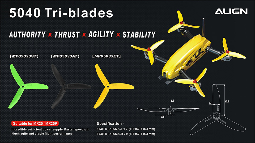 MP05033E MR25 5040 Tri-Blades - Yellow