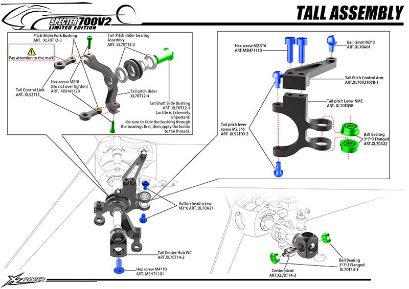 XL70T12-4 Tail pitch slider WC