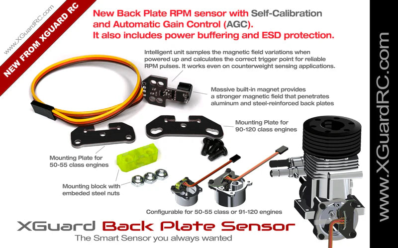 Xguard RC Back Plate Self Calibrating Back Plate RPM Sensor V2 with AGC